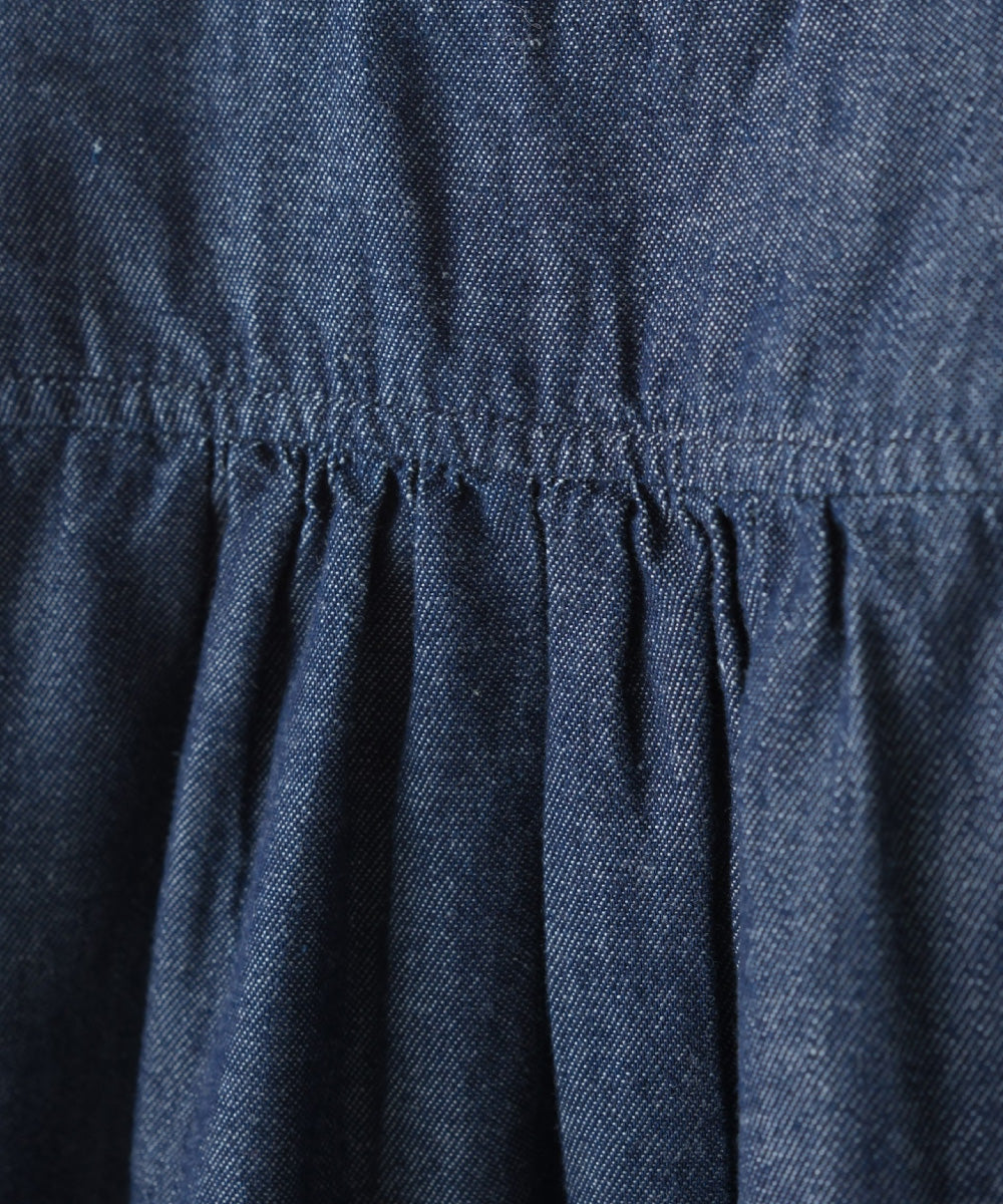 【OMNES】シャンブレー袖ボリュームスキッパー長袖シャツ【1522-4133】