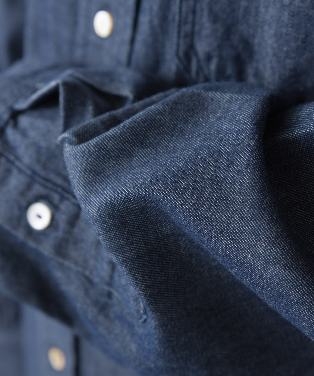 【OMNES】ユニセックス シャンブレーバンドカラーシャツ【1522-4134】