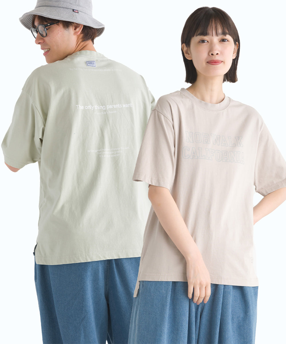 【OMNES】ユニセックス バイオポリウォッシュ加工 ロゴプリント半袖Tシャツ【1522-5238】