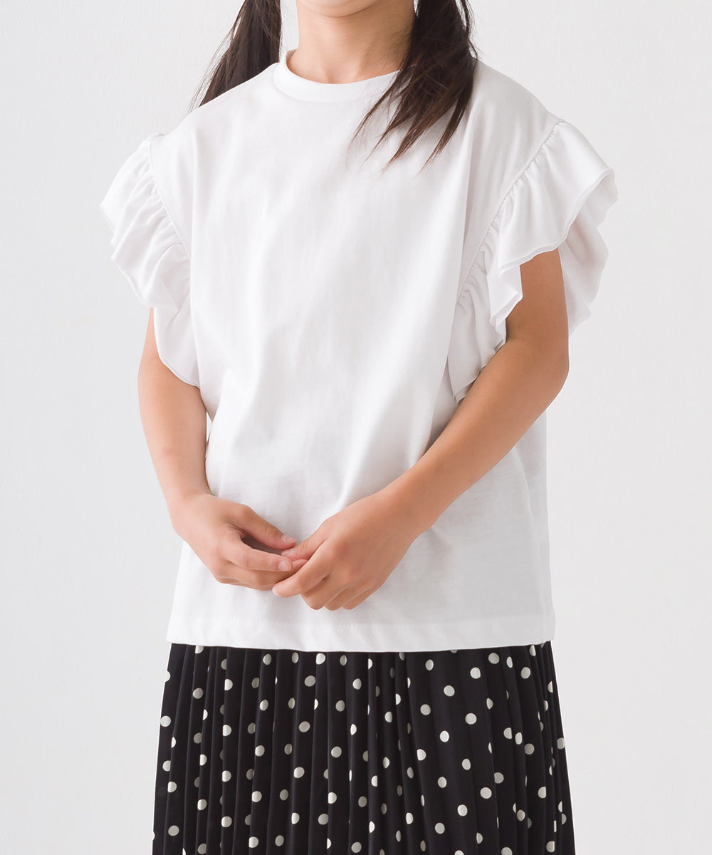 【OMNES】キッズ バイオポリウォッシュ加工 袖ギャザー半袖Tシャツ【1522-5240】