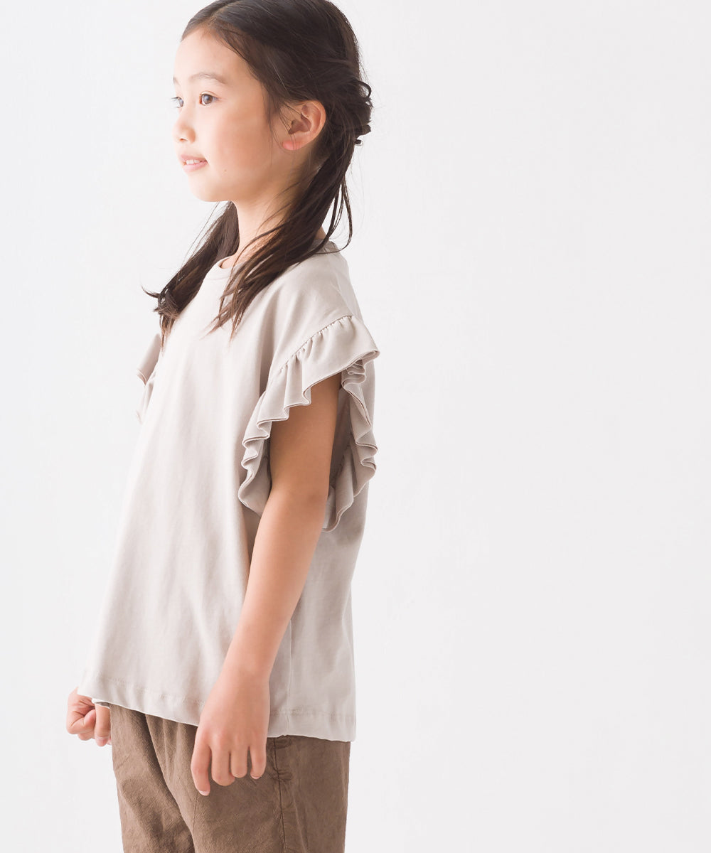 【OMNES】キッズ バイオポリウォッシュ加工 袖ギャザー半袖Tシャツ【1522-5240】