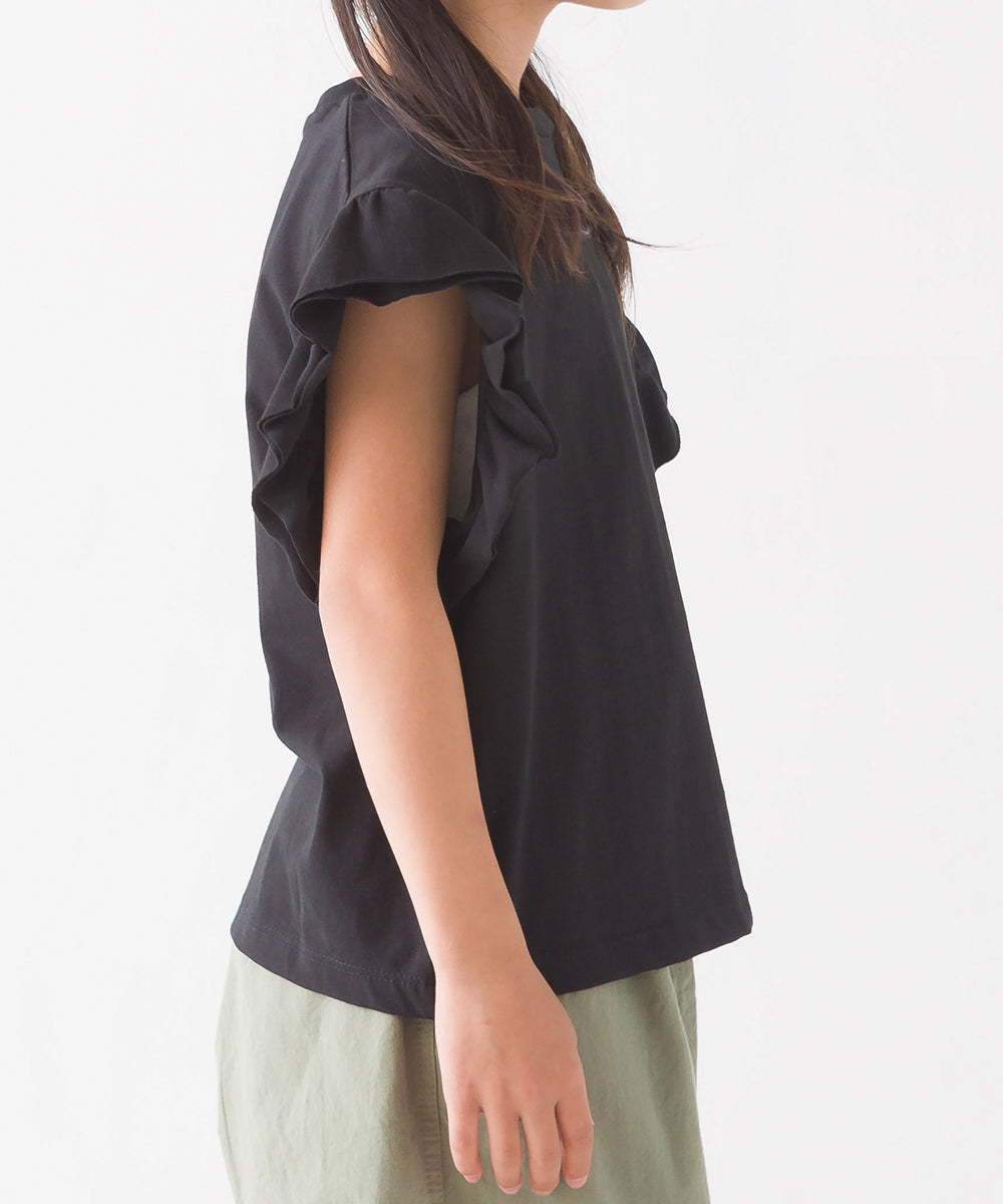 【OMNES】キッズ バイオポリウォッシュ加工 袖ギャザー半袖Tシャツ【1522-5240】
