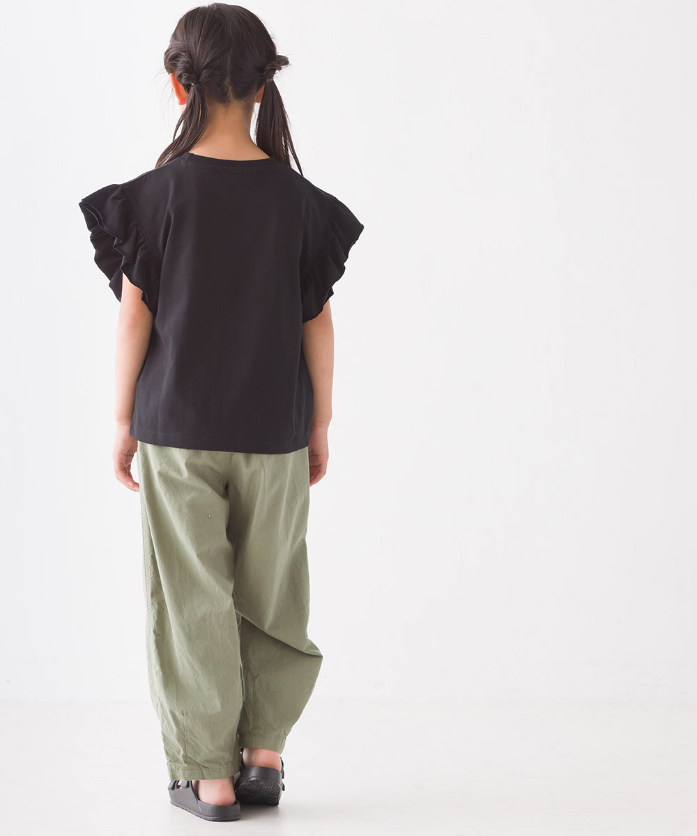 【OMNES】キッズ バイオポリウォッシュ加工 袖ギャザー半袖Tシャツ【1522-5240】