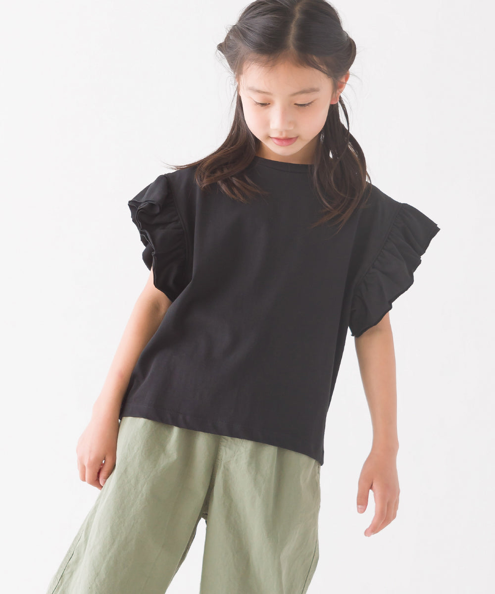 【OMNES】キッズ バイオポリウォッシュ加工 袖ギャザー半袖Tシャツ【1522-5240】