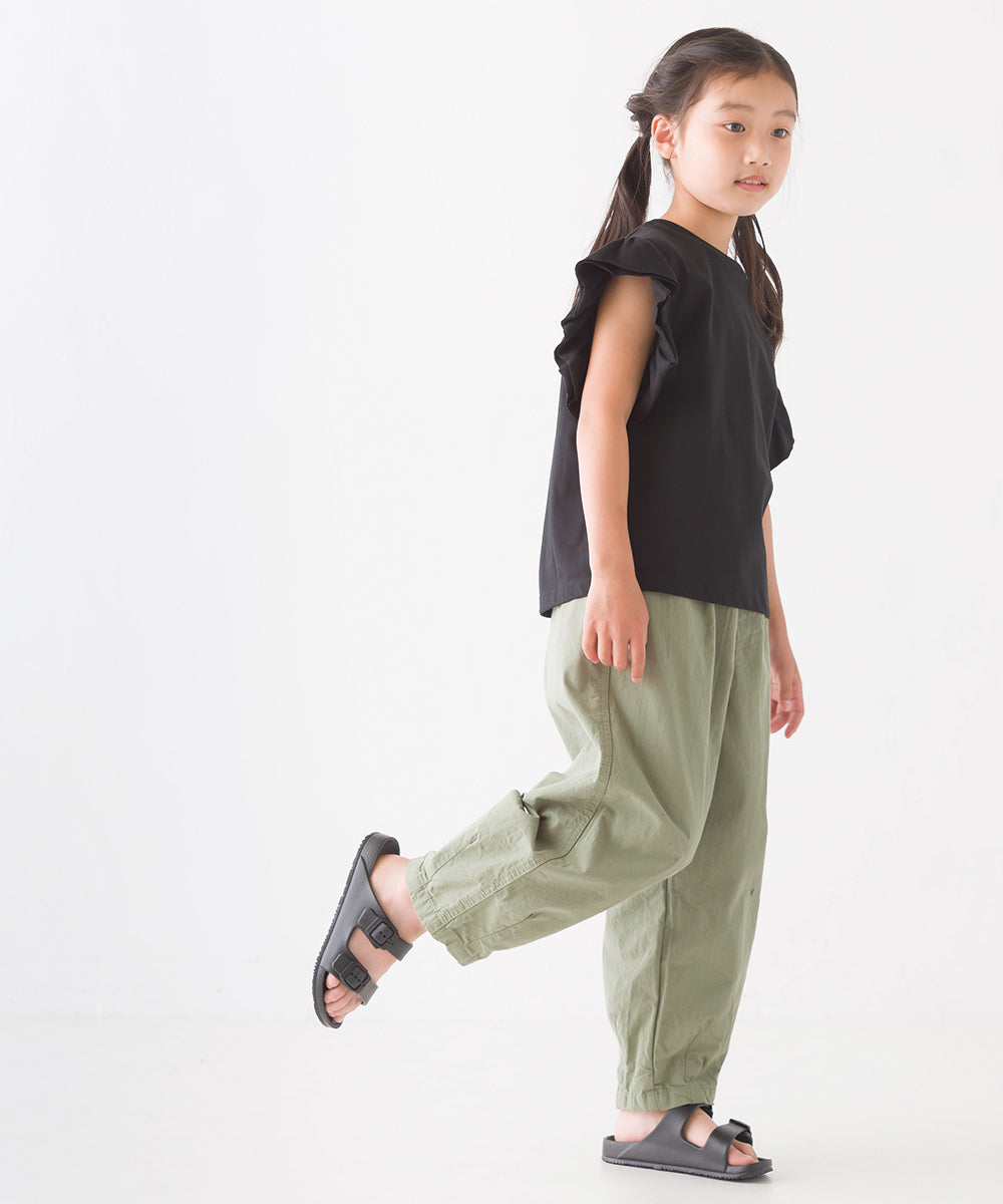 【OMNES】キッズ バイオポリウォッシュ加工 袖ギャザー半袖Tシャツ【1522-5240】