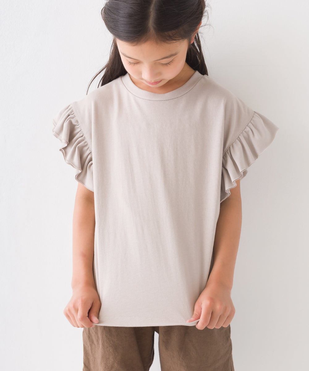 【OMNES】キッズ バイオポリウォッシュ加工 袖ギャザー半袖Tシャツ【1522-5240】