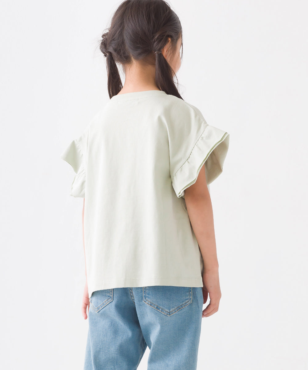 【OMNES】キッズ バイオポリウォッシュ加工 袖ギャザー半袖Tシャツ【1522-5240】