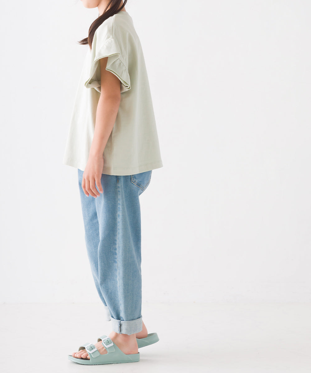【OMNES】キッズ バイオポリウォッシュ加工 袖ギャザー半袖Tシャツ【1522-5240】
