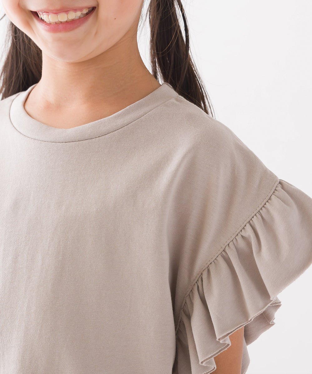 【OMNES】キッズ バイオポリウォッシュ加工 袖ギャザー半袖Tシャツ【1522-5240】