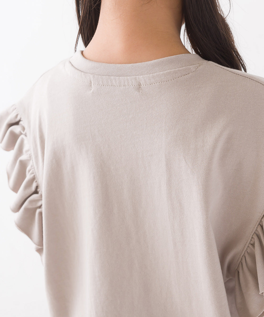 【OMNES】キッズ バイオポリウォッシュ加工 袖ギャザー半袖Tシャツ【1522-5240】