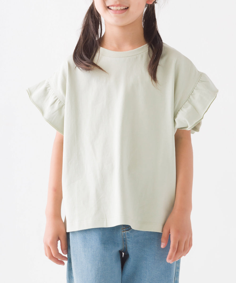 【OMNES】キッズ バイオポリウォッシュ加工 袖ギャザー半袖Tシャツ【1522-5240】