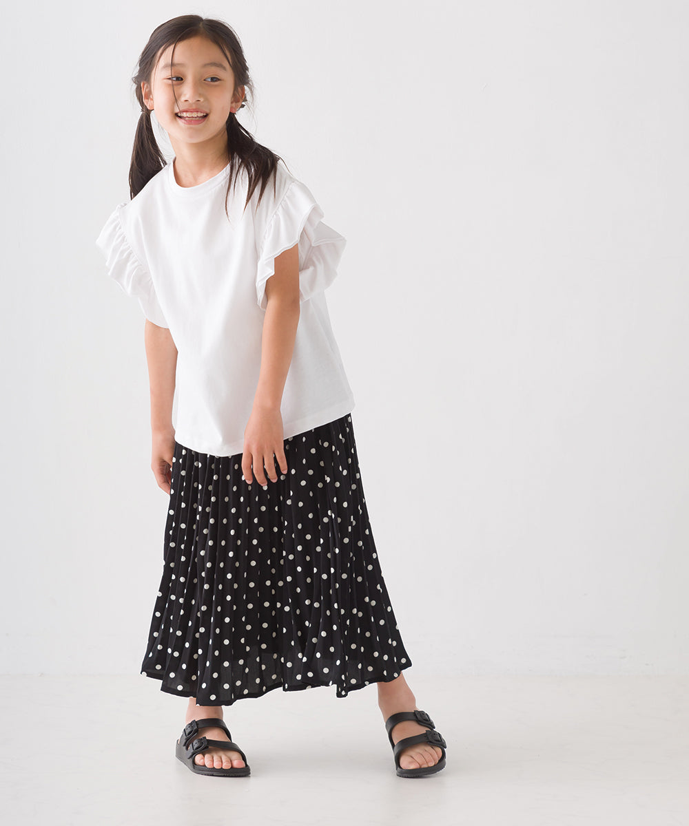 【OMNES】キッズ バイオポリウォッシュ加工 袖ギャザー半袖Tシャツ【1522-5240】