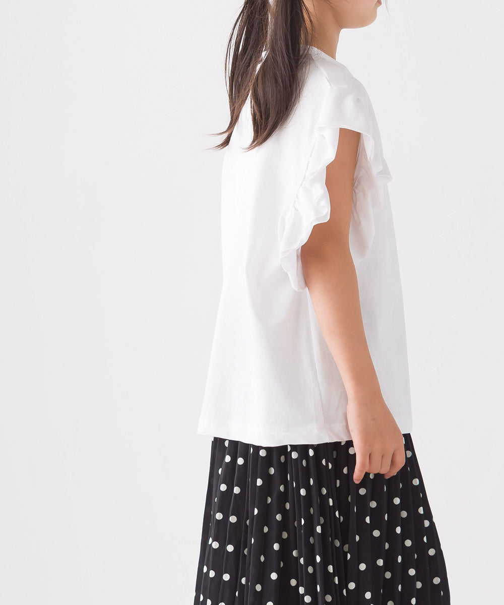 【OMNES】キッズ バイオポリウォッシュ加工 袖ギャザー半袖Tシャツ【1522-5240】