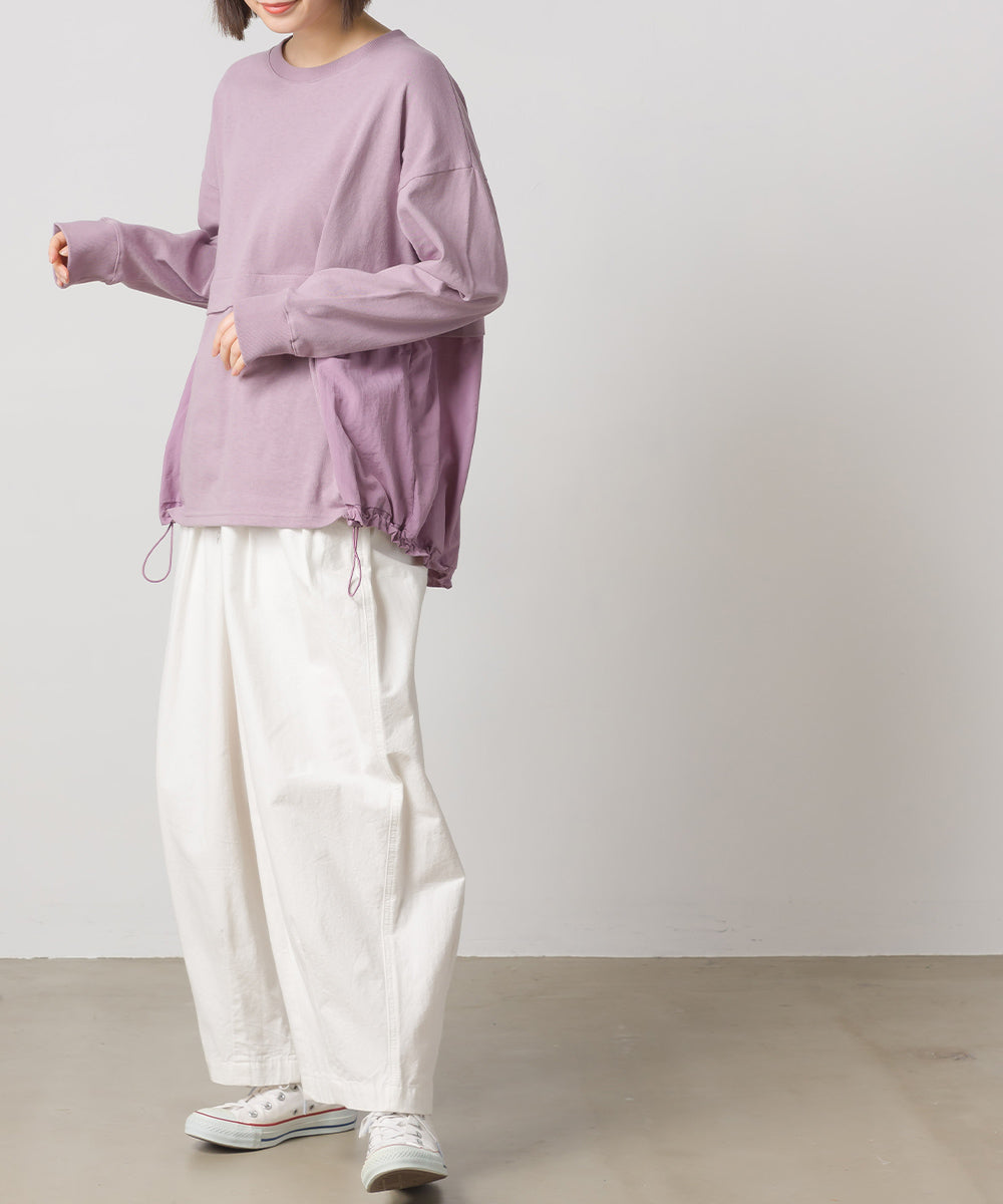 【OMNES】10番単裾ナイロン切り替え ロングスリーブTシャツ【1522-5255】