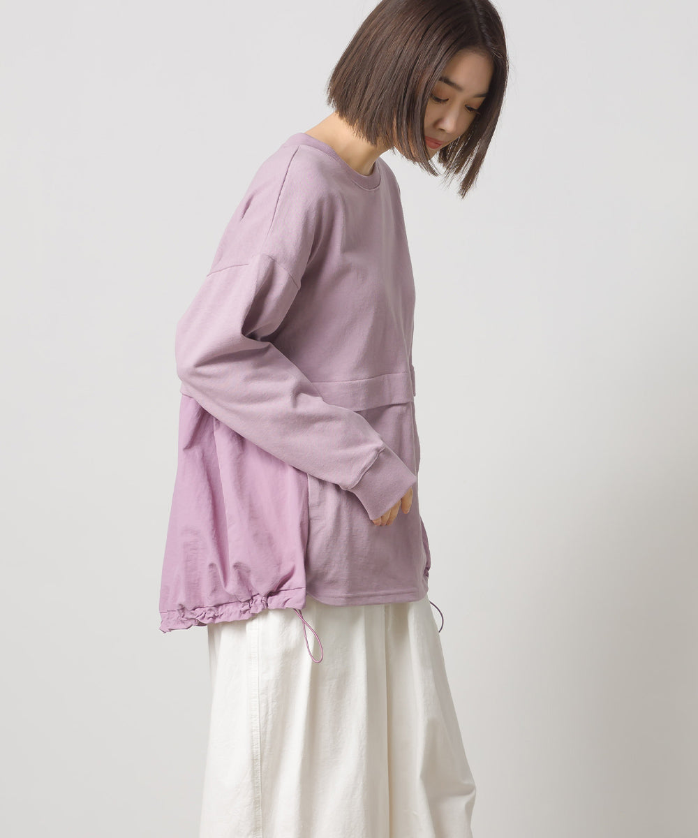 【OMNES】10番単裾ナイロン切り替え ロングスリーブTシャツ【1522-5255】