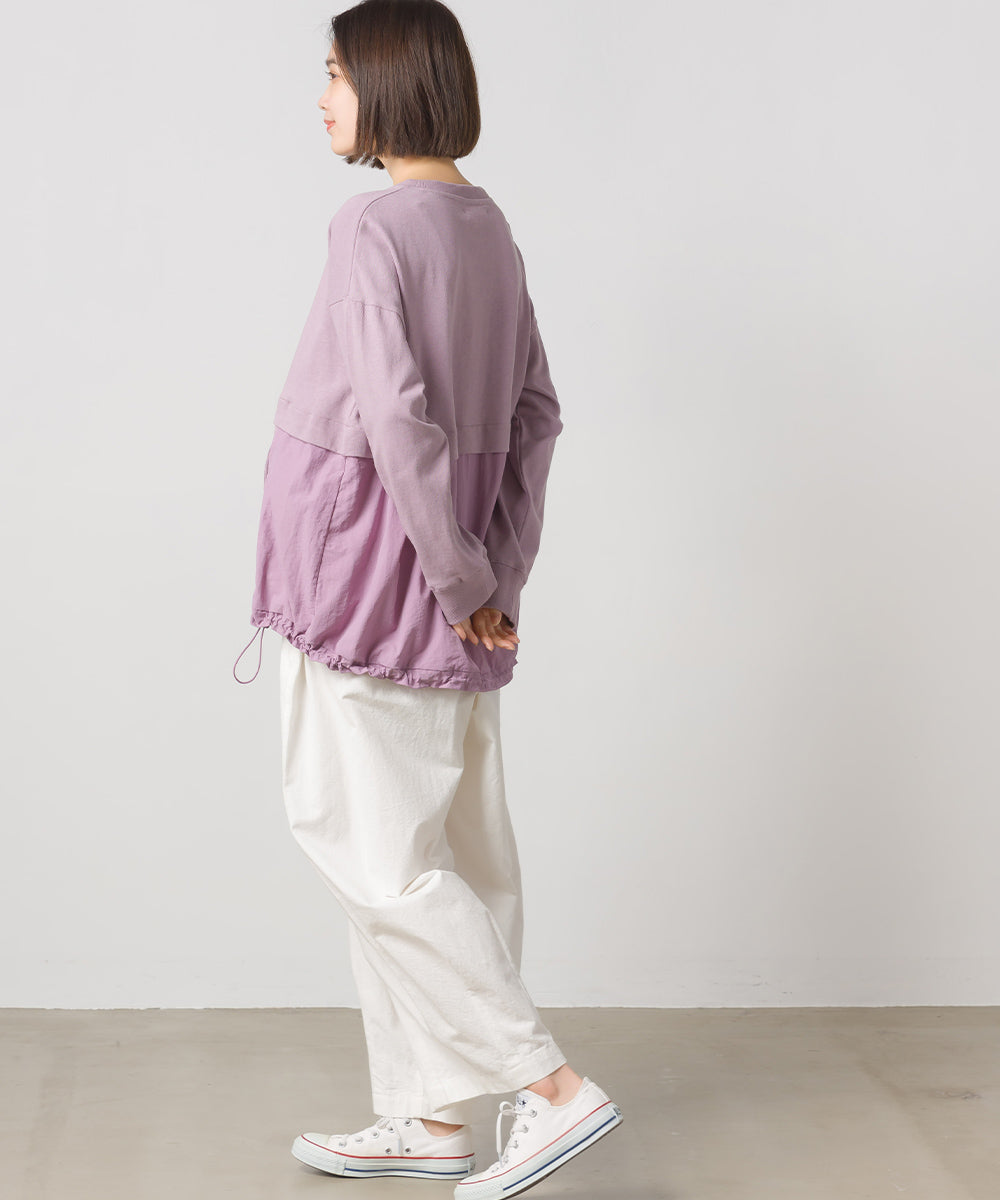 【OMNES】10番単裾ナイロン切り替え ロングスリーブTシャツ【1522-5255】