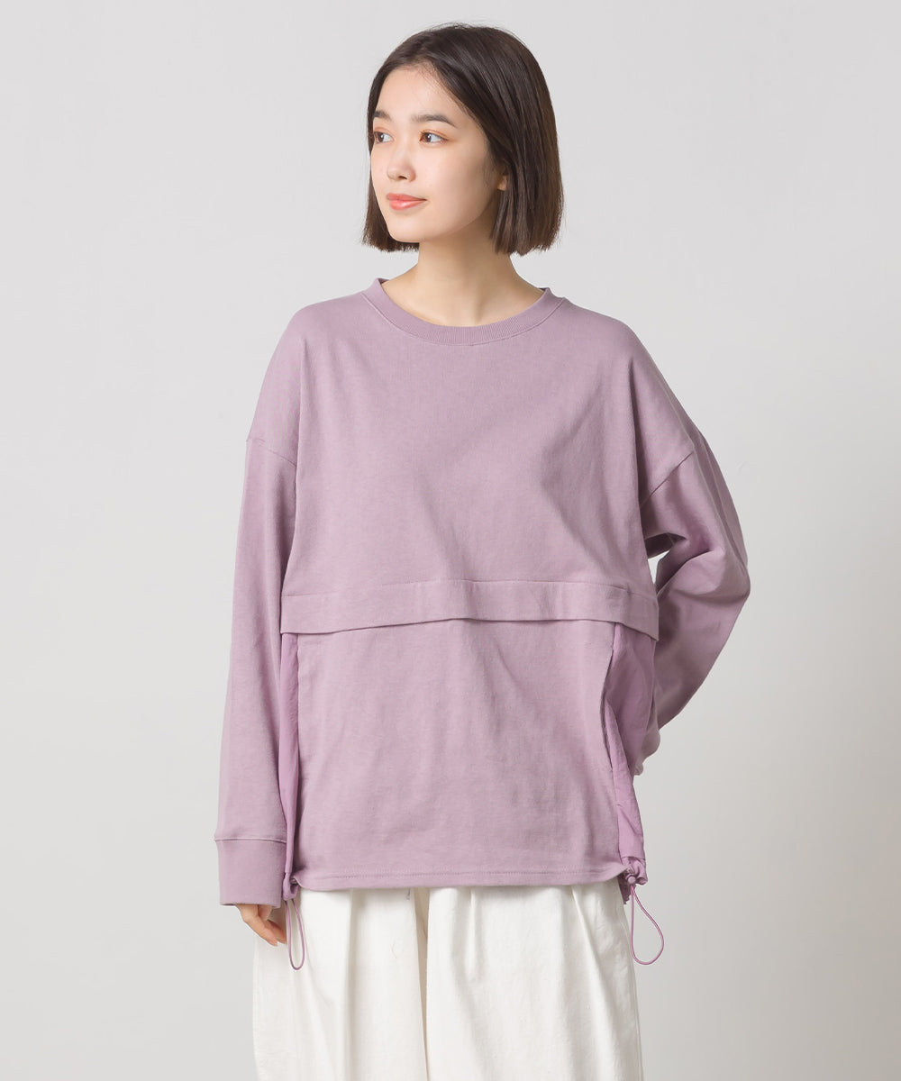 【OMNES】10番単裾ナイロン切り替え ロングスリーブTシャツ【1522-5255】