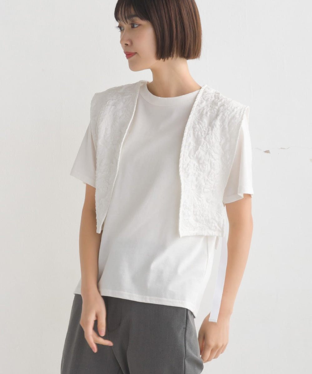 【OMNES】ふくれジャガードベスト Tシャツセット【1522-5266】