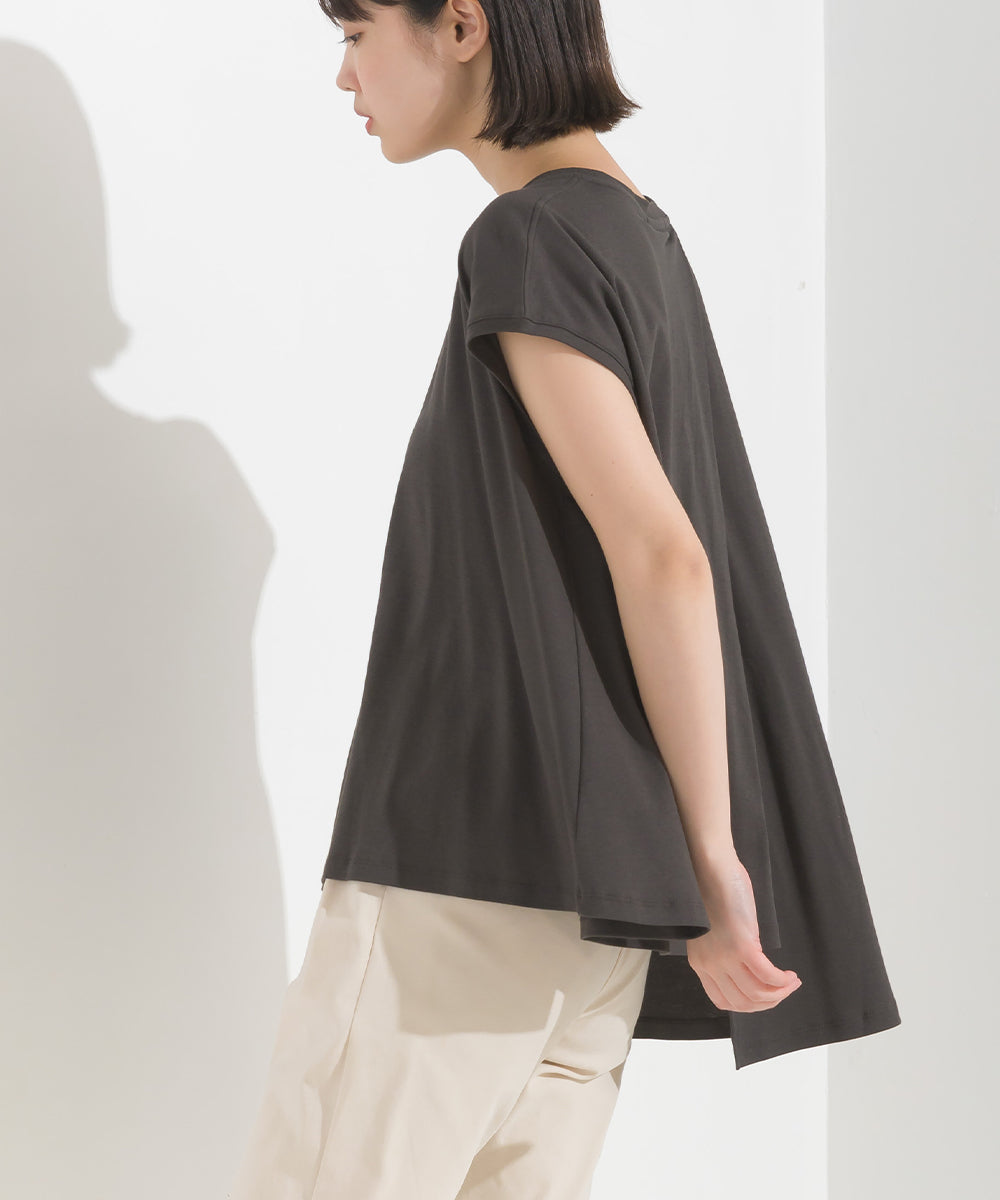 【OMNES】汗じみ防止UV タックフレアフレンチスリーブTシャツ【1522-5283】