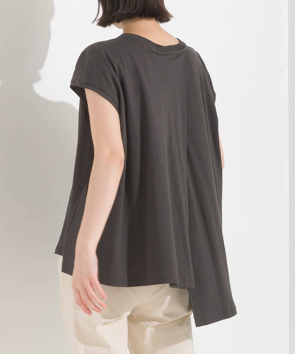 【OMNES】汗じみ防止UV タックフレアフレンチスリーブTシャツ【1522-5283】