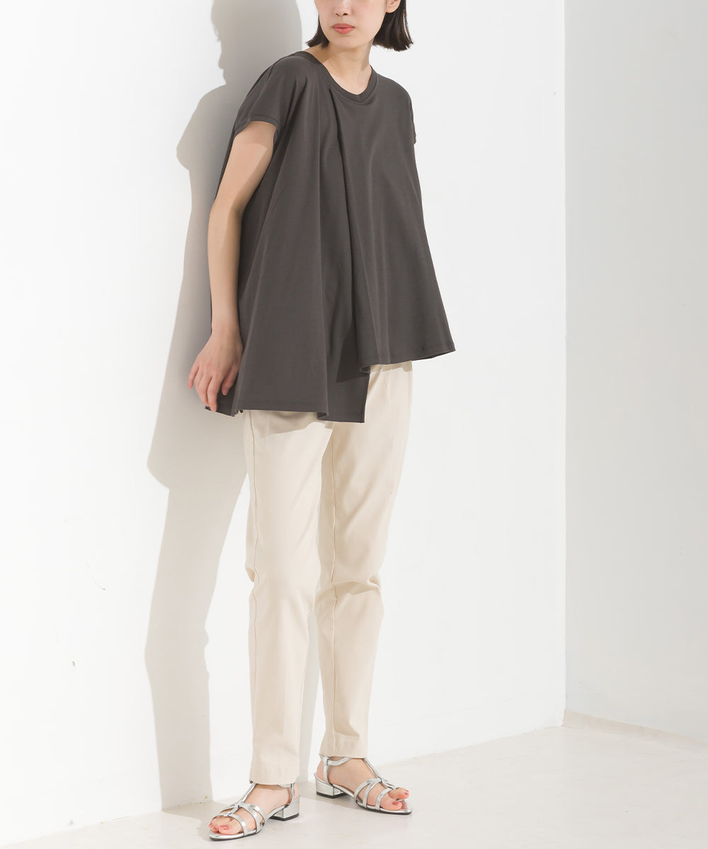 【OMNES】汗じみ防止UV タックフレアフレンチスリーブTシャツ【1522-5283】