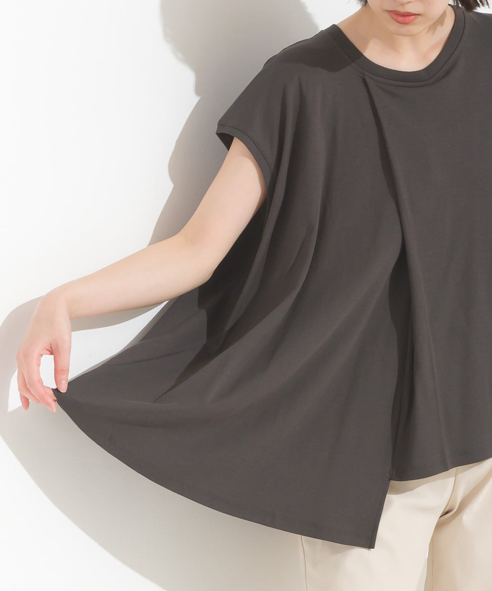 【OMNES】汗じみ防止UV タックフレアフレンチスリーブTシャツ【1522-5283】