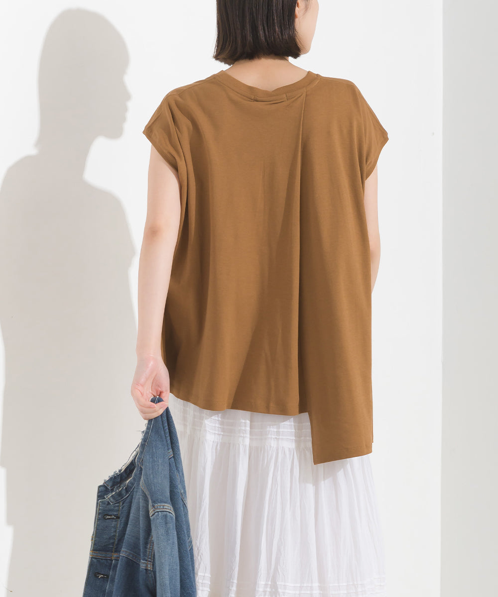 【OMNES】汗じみ防止UV タックフレアフレンチスリーブTシャツ【1522-5283】