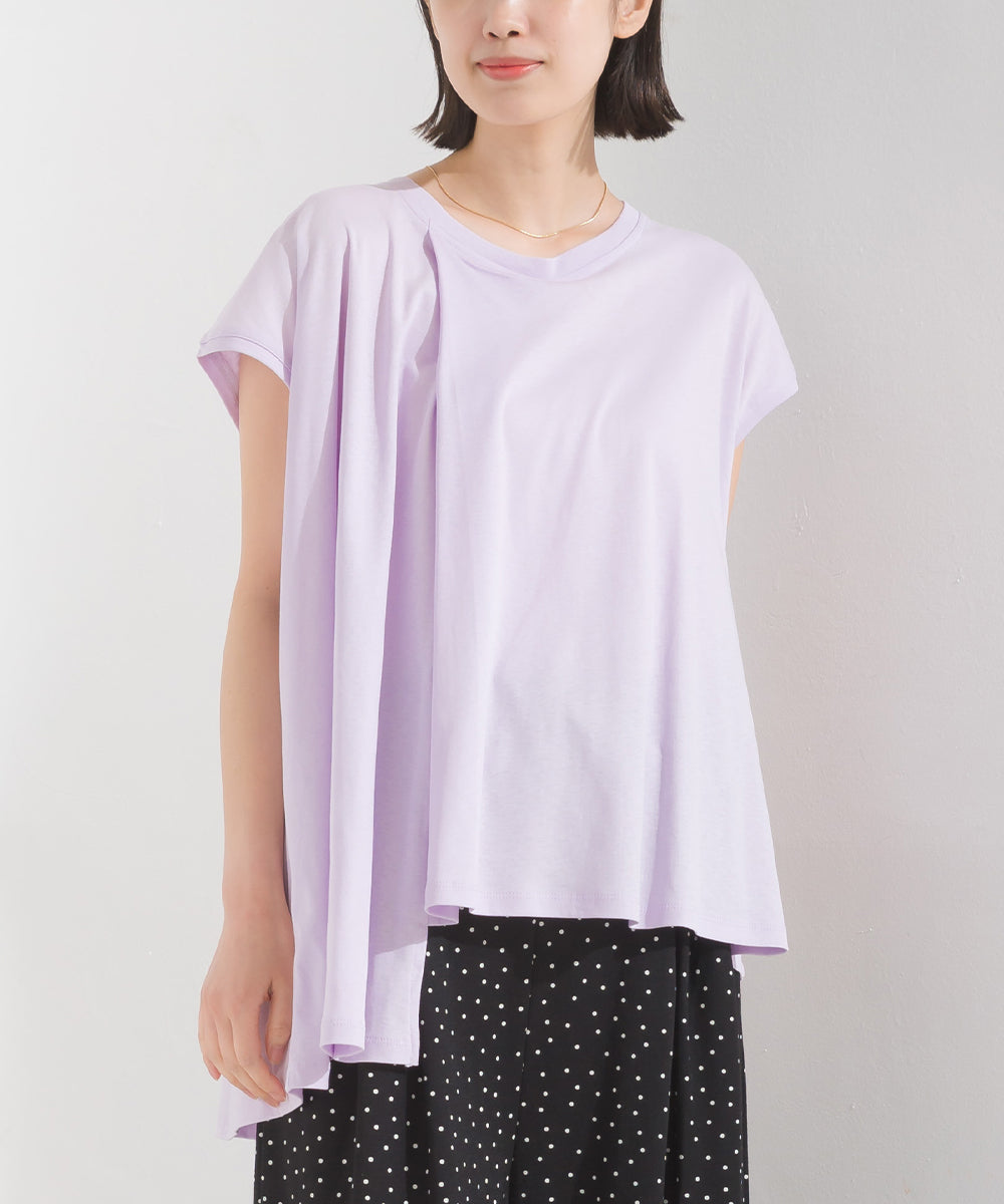 【OMNES】汗じみ防止UV タックフレアフレンチスリーブTシャツ【1522-5283】