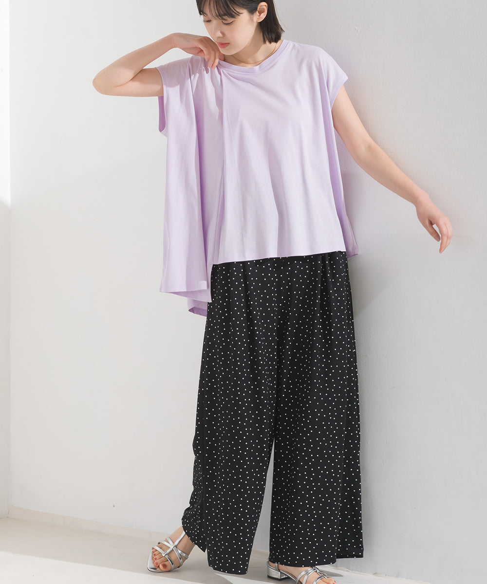 【OMNES】汗じみ防止UV タックフレアフレンチスリーブTシャツ【1522-5283】