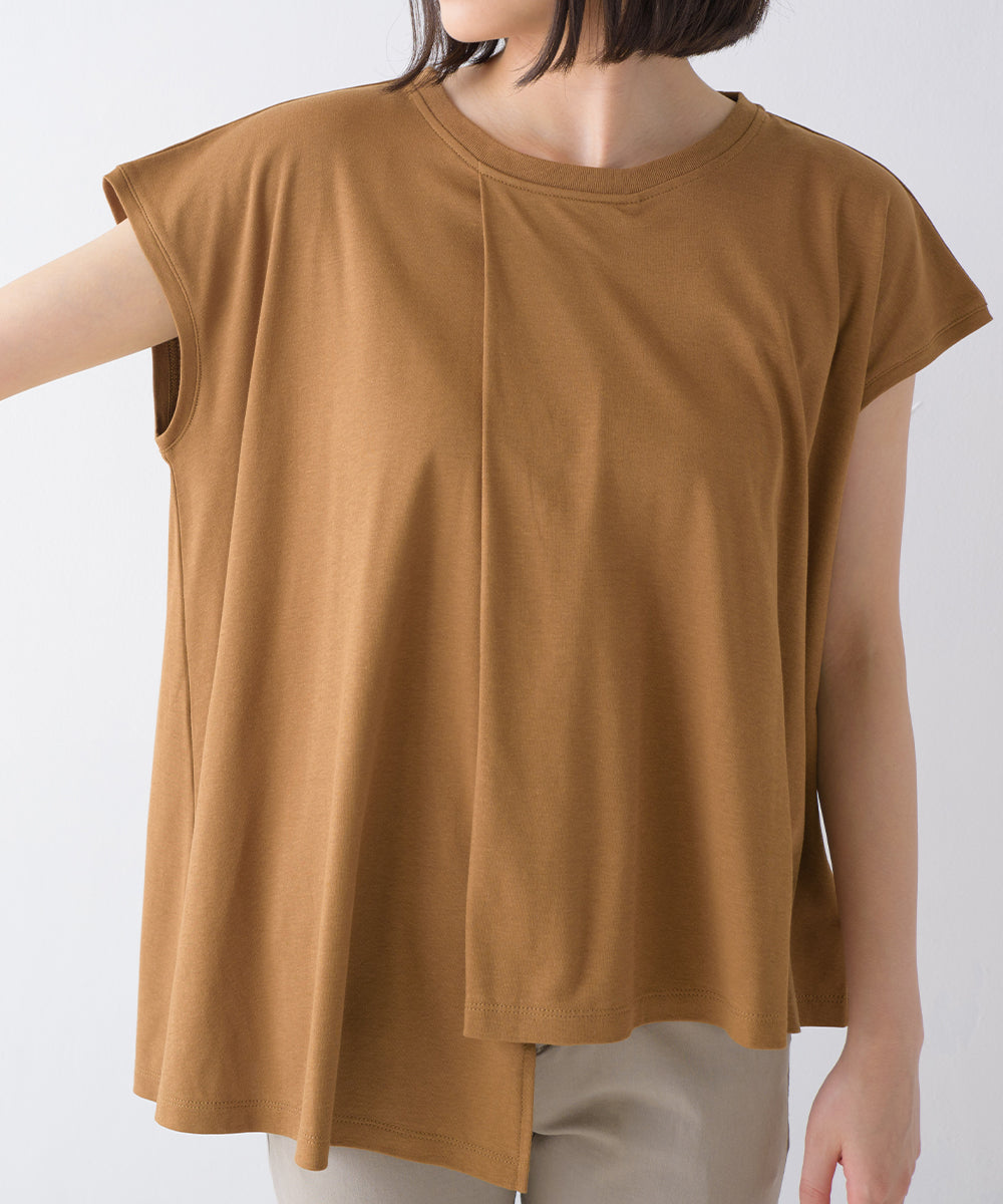 【OMNES】汗じみ防止UV タックフレアフレンチスリーブTシャツ【1522-5283】