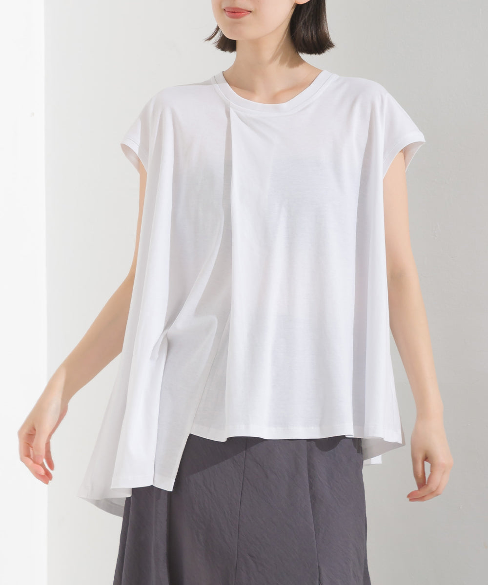 【OMNES】汗じみ防止UV タックフレアフレンチスリーブTシャツ【1522-5283】