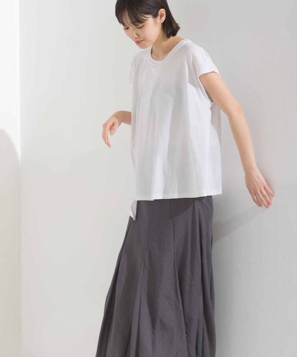 【OMNES】汗じみ防止UV タックフレアフレンチスリーブTシャツ【1522-5283】