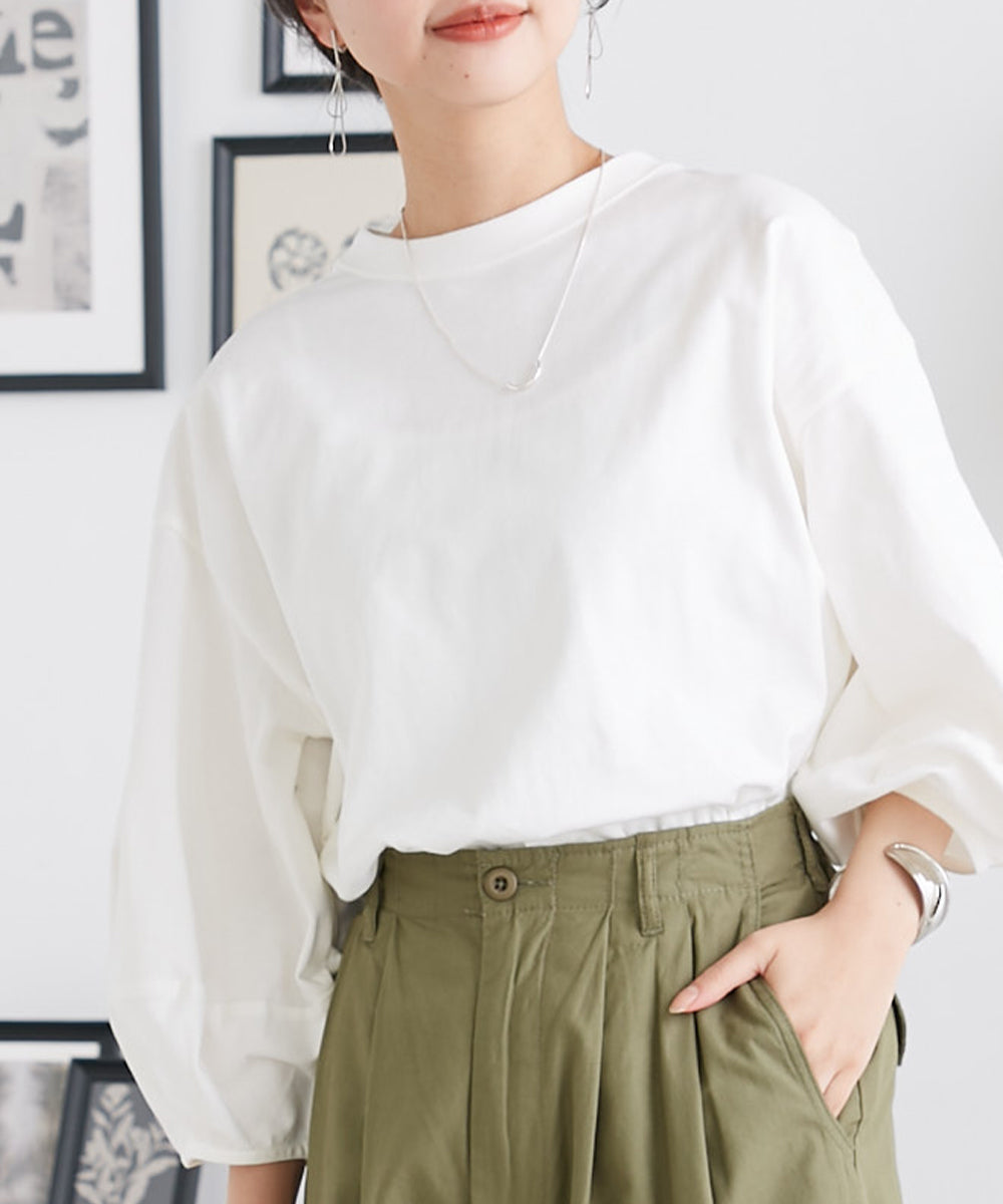 【OMNES】袖ボリューム5分袖Tシャツ【1522-5304】