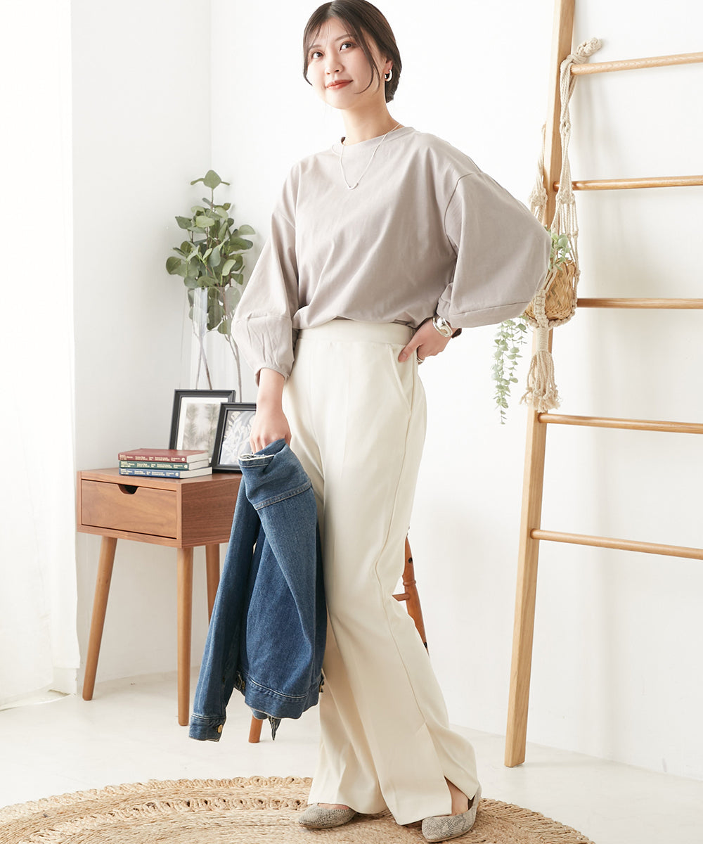【OMNES】袖ボリューム5分袖Tシャツ【1522-5304】