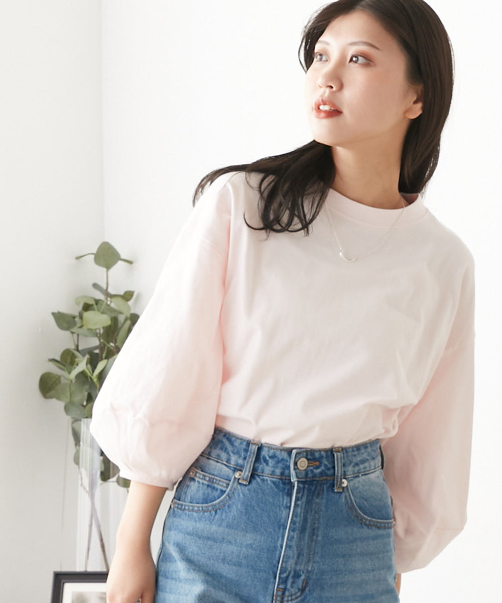 【OMNES】袖ボリューム5分袖Tシャツ【1522-5304】