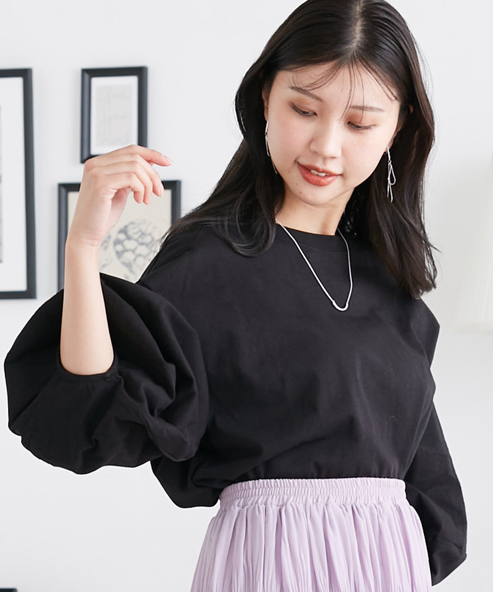 【OMNES】袖ボリューム5分袖Tシャツ【1522-5304】