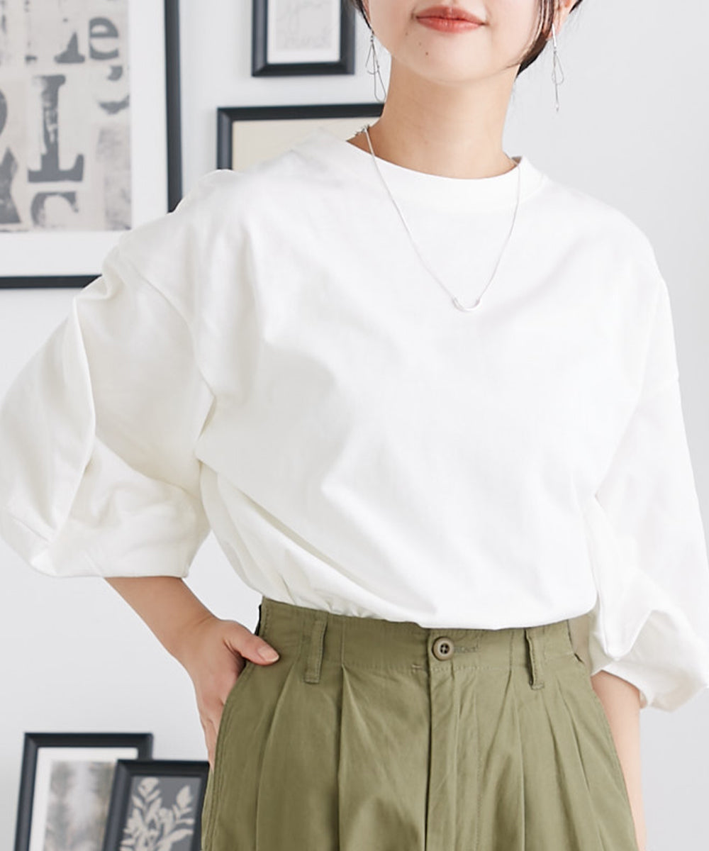 【OMNES】袖ボリューム5分袖Tシャツ【1522-5304】