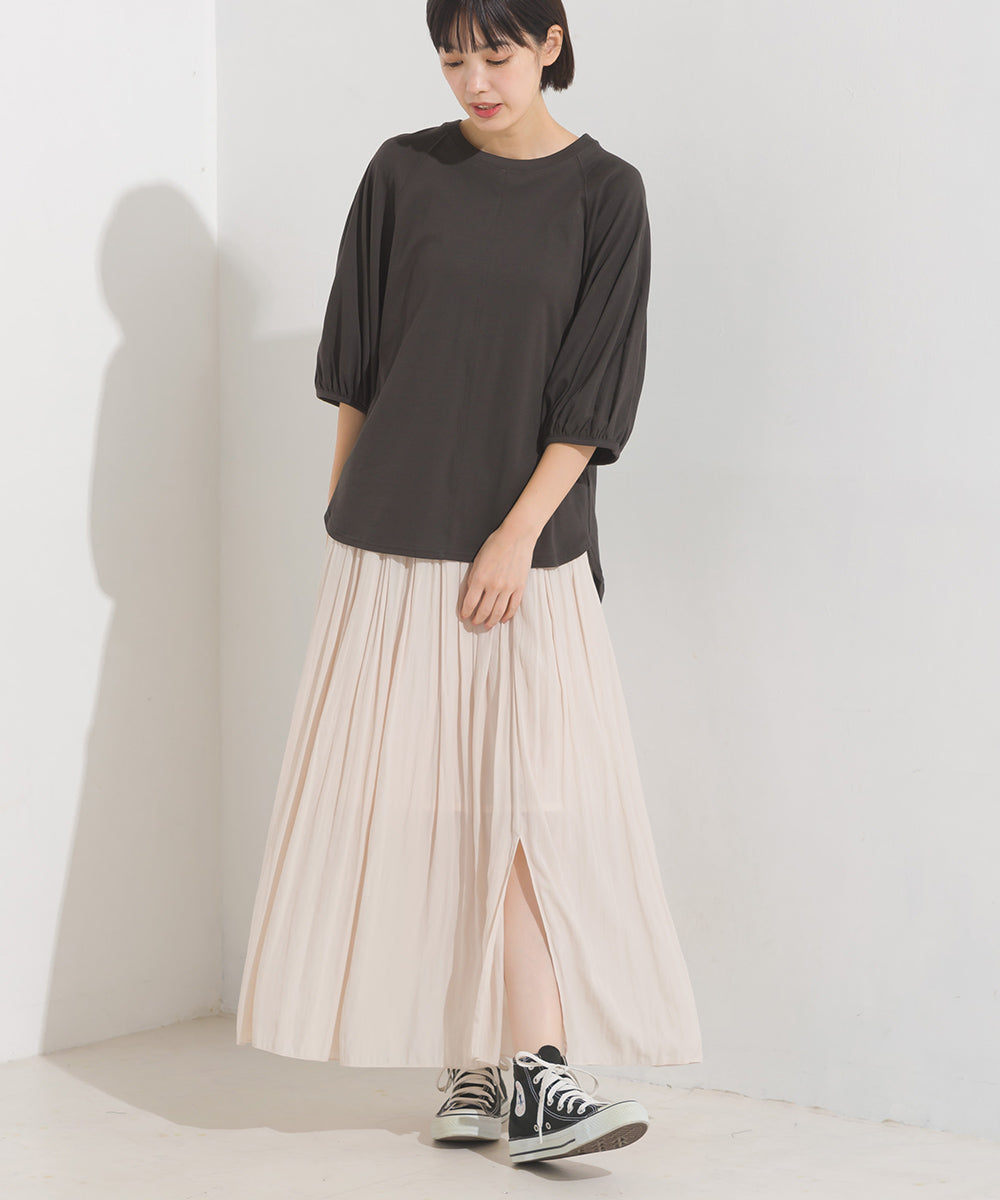【OMNES】汗じみ防止UV 袖ボリューム半袖プルオーバーTシャツ【1522-5317】