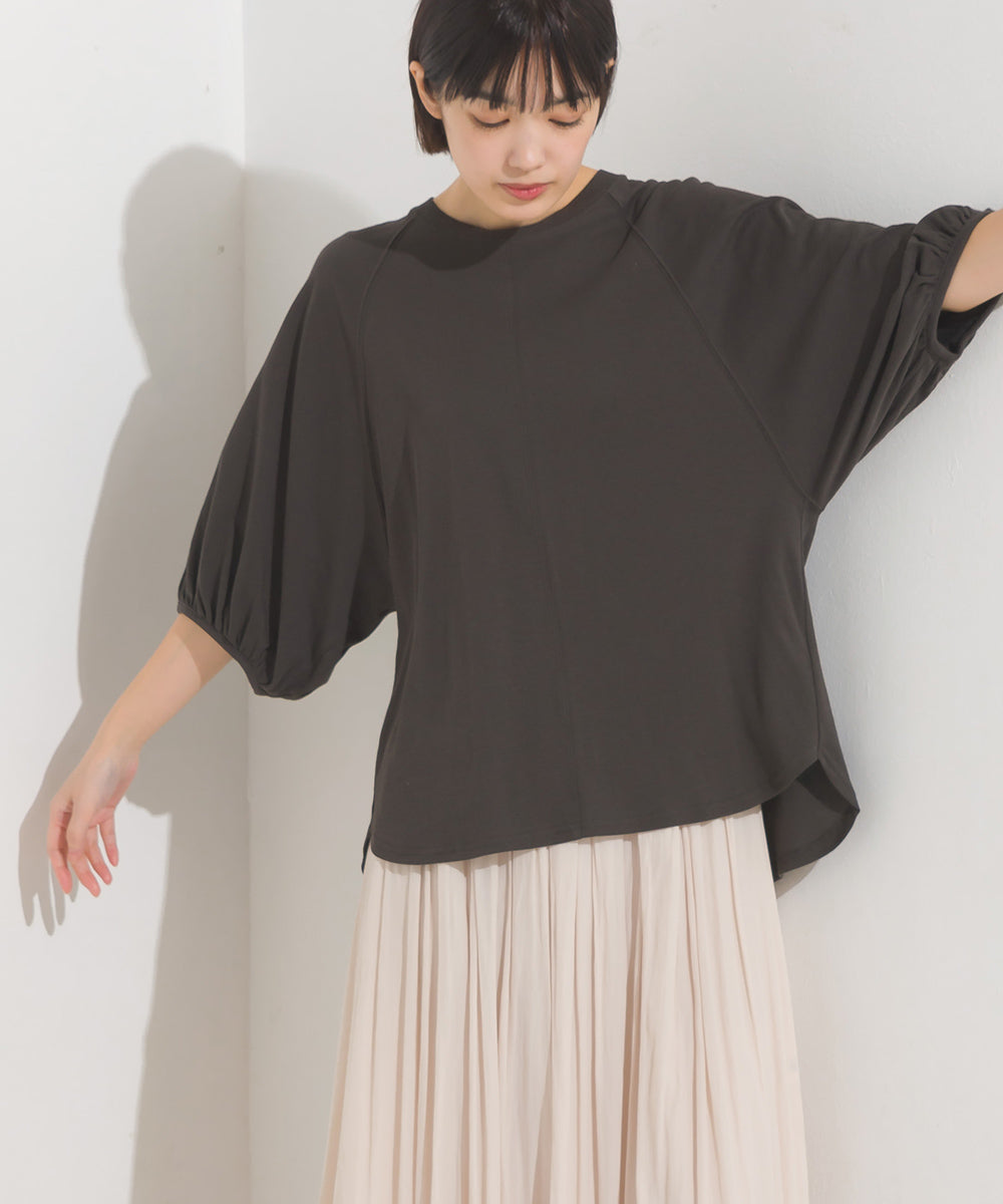 【OMNES】汗じみ防止UV 袖ボリューム半袖プルオーバーTシャツ【1522-5317】