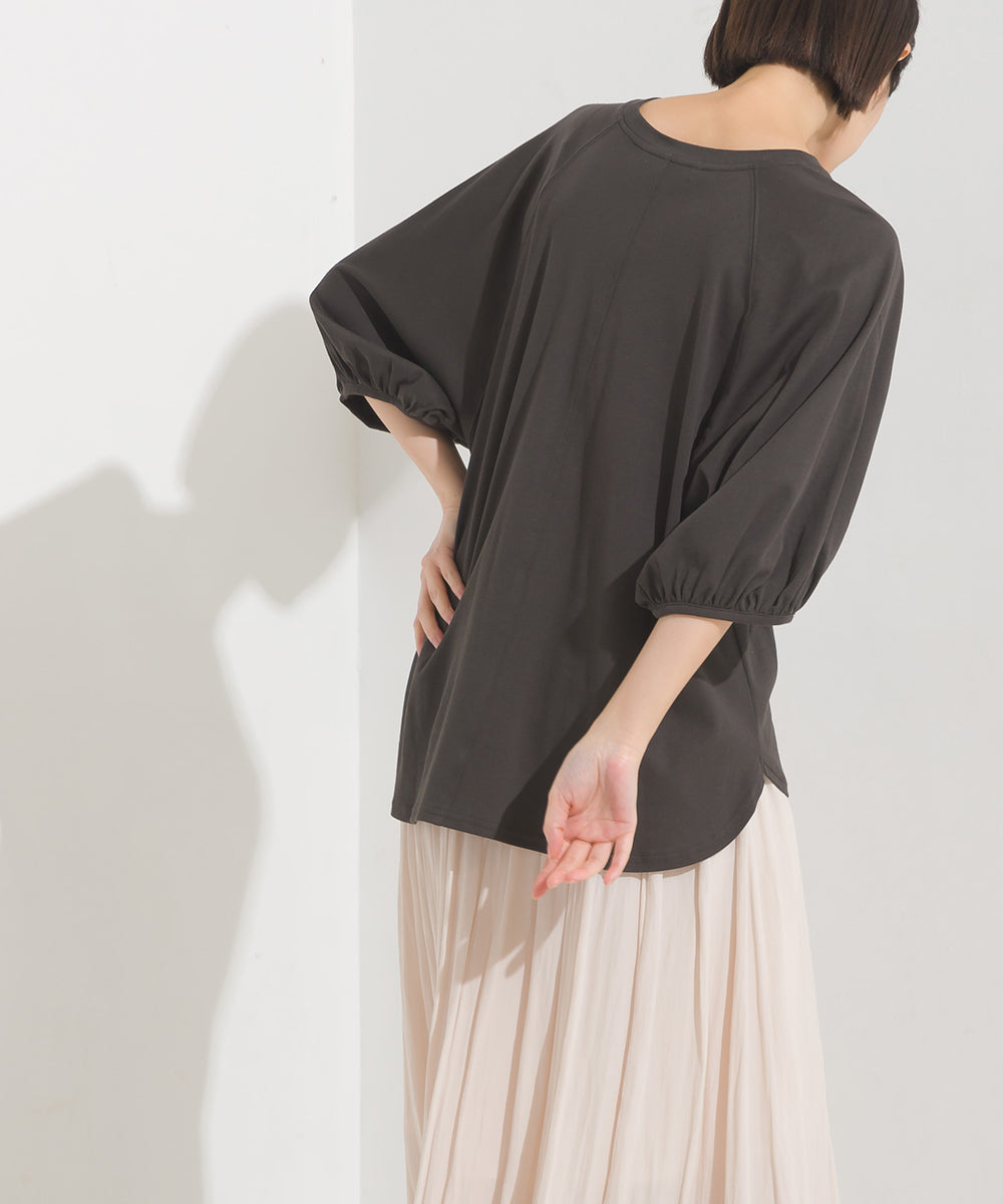 【OMNES】汗じみ防止UV 袖ボリューム半袖プルオーバーTシャツ【1522-5317】