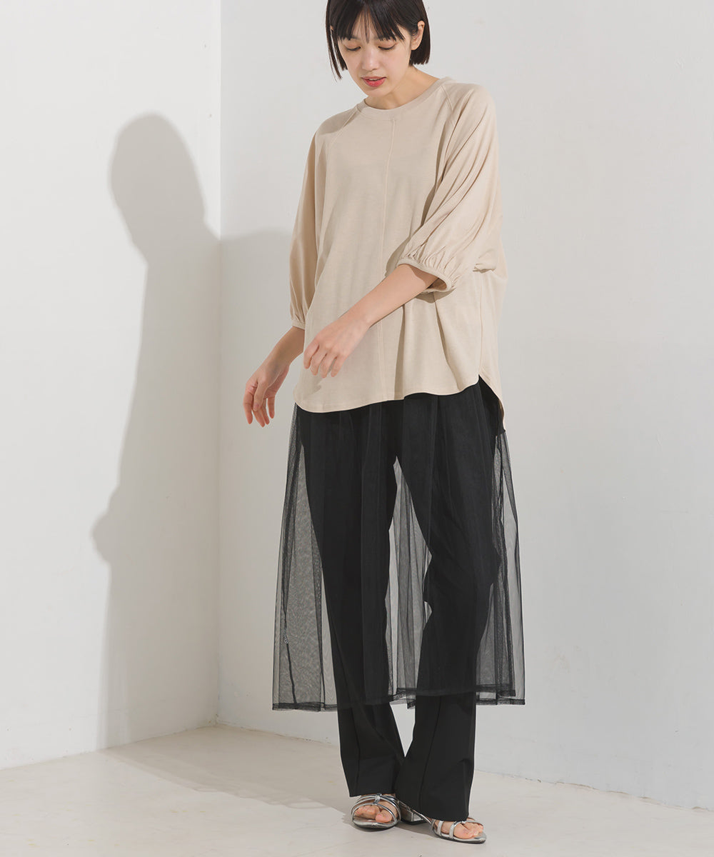 【OMNES】汗じみ防止UV 袖ボリューム半袖プルオーバーTシャツ【1522-5317】