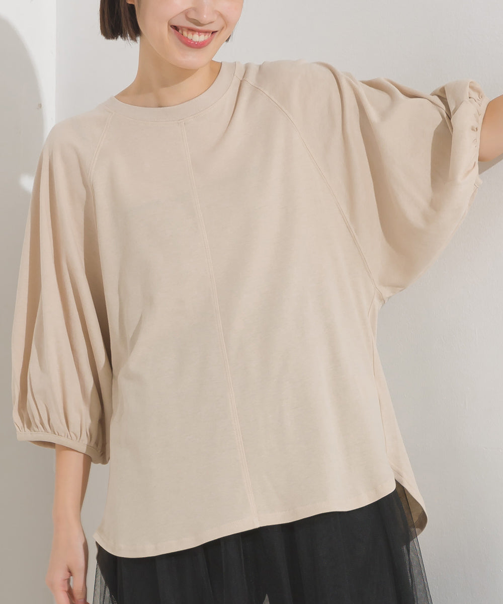 【OMNES】汗じみ防止UV 袖ボリューム半袖プルオーバーTシャツ【1522-5317】
