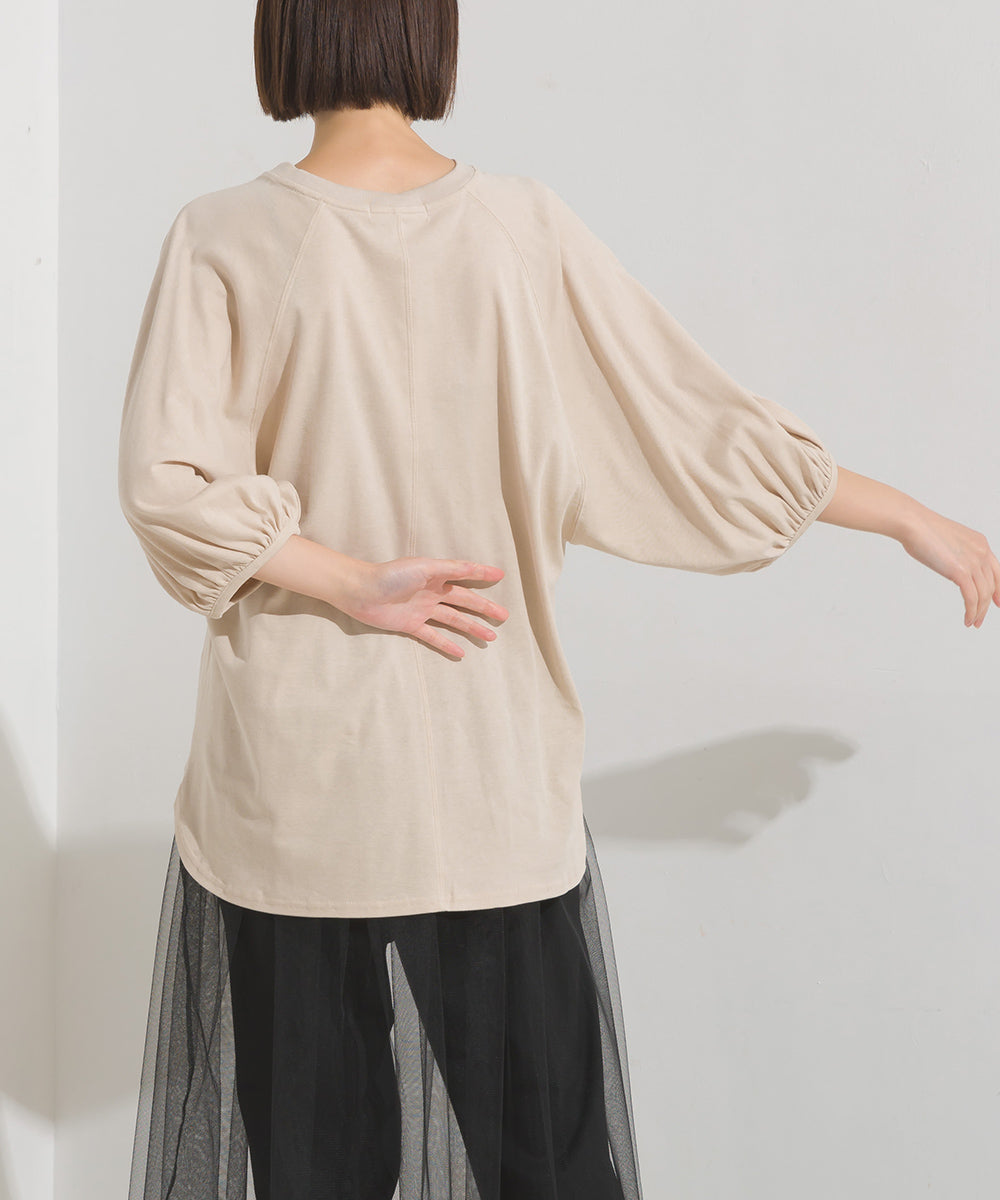 【OMNES】汗じみ防止UV 袖ボリューム半袖プルオーバーTシャツ【1522-5317】