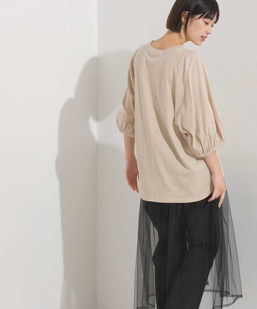 【OMNES】汗じみ防止UV 袖ボリューム半袖プルオーバーTシャツ【1522-5317】