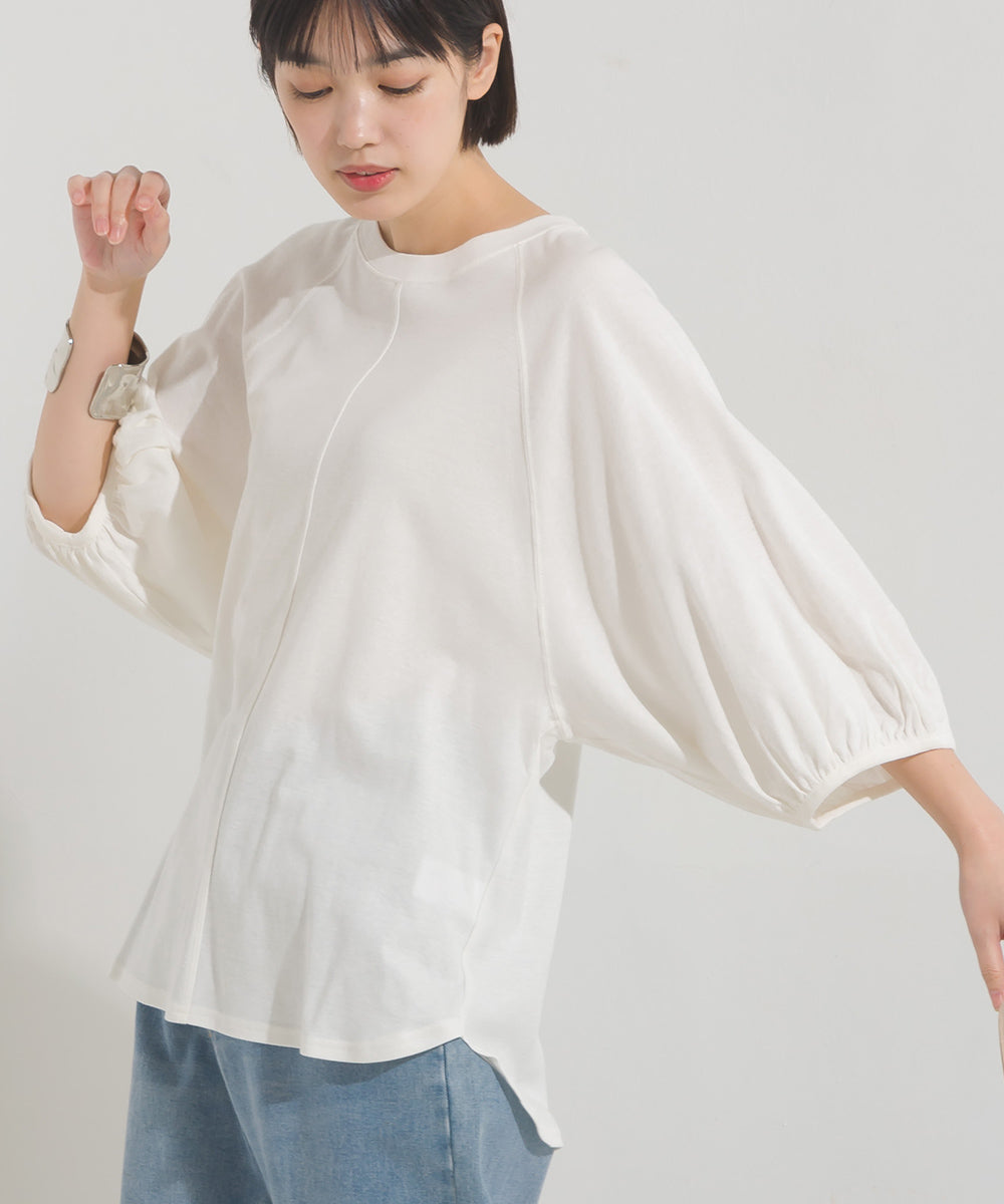 【OMNES】汗じみ防止UV 袖ボリューム半袖プルオーバーTシャツ【1522-5317】