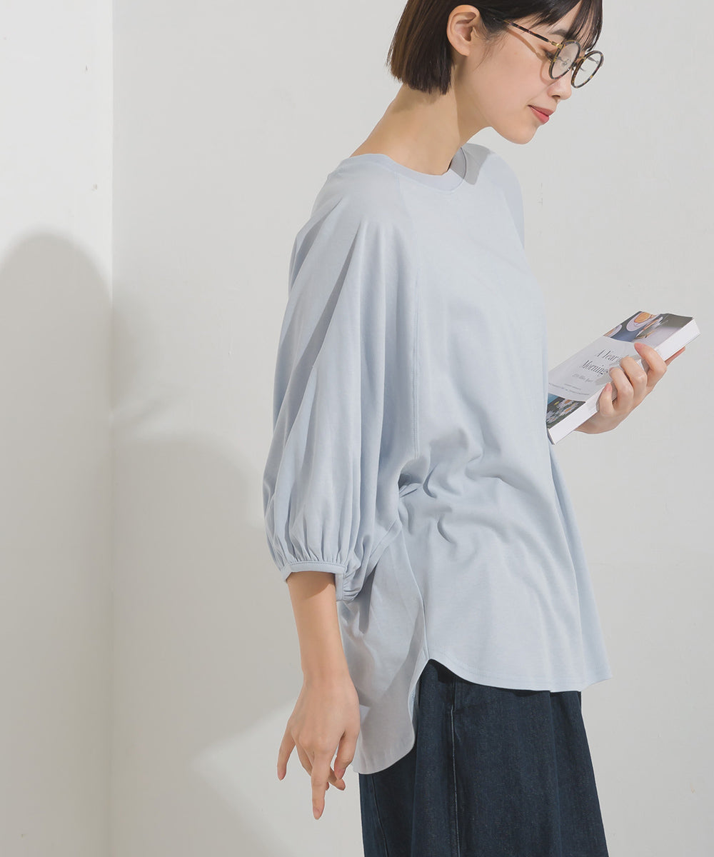 【OMNES】汗じみ防止UV 袖ボリューム半袖プルオーバーTシャツ【1522-5317】