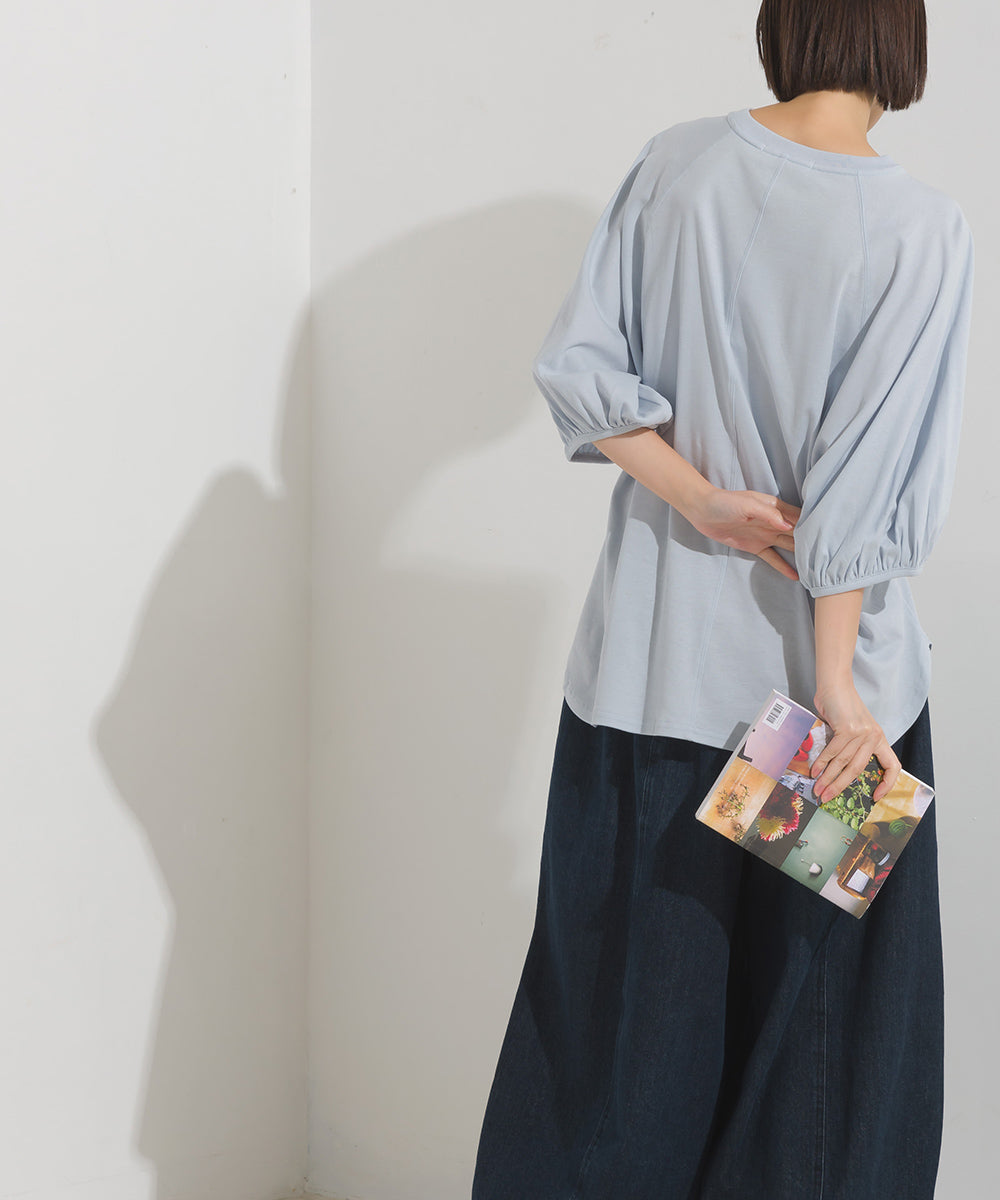 【OMNES】汗じみ防止UV 袖ボリューム半袖プルオーバーTシャツ【1522-5317】