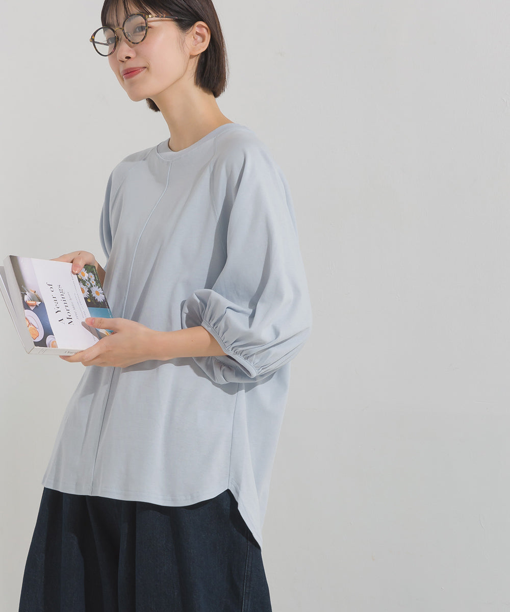 【OMNES】汗じみ防止UV 袖ボリューム半袖プルオーバーTシャツ【1522-5317】