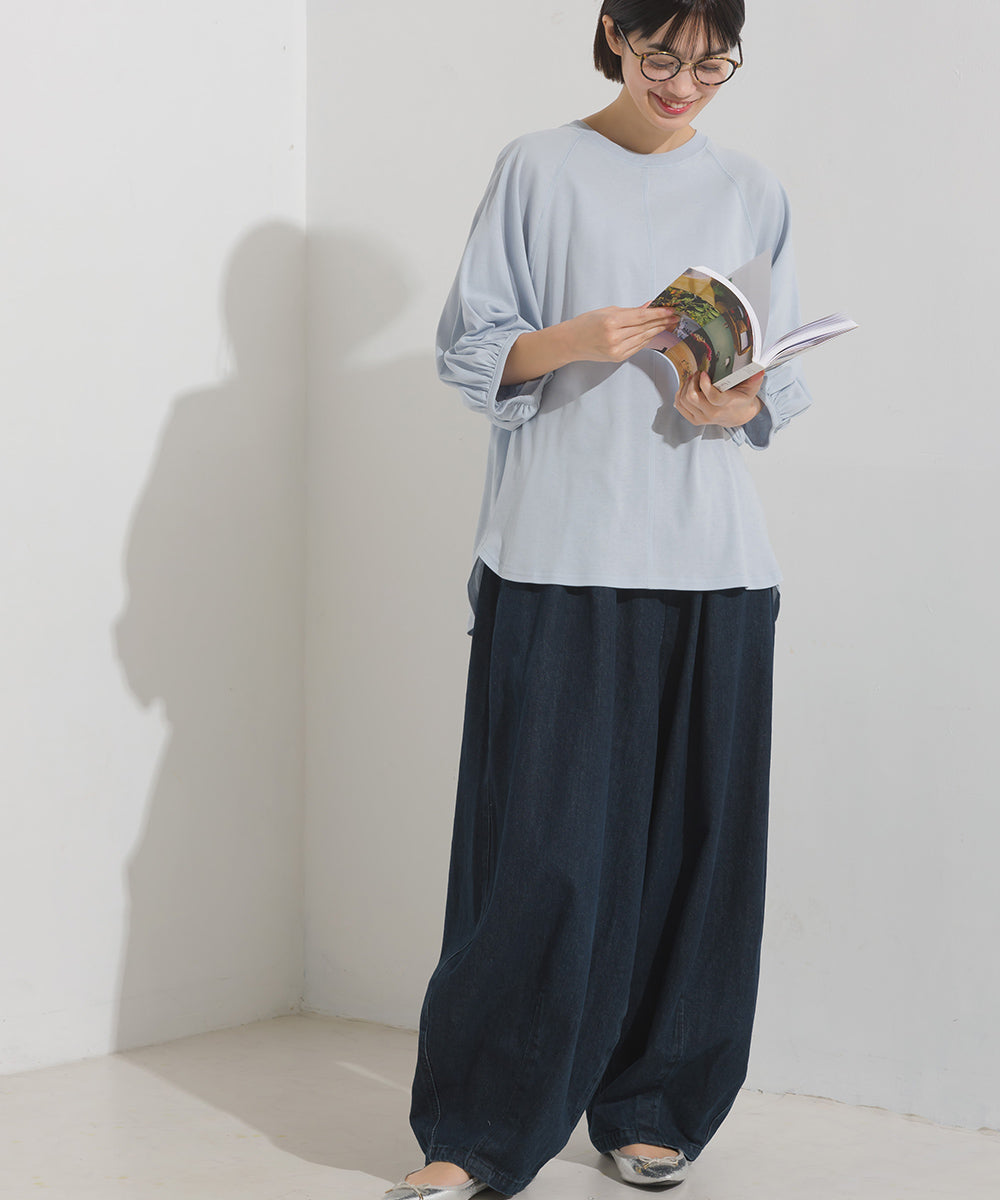 【OMNES】汗じみ防止UV 袖ボリューム半袖プルオーバーTシャツ【1522-5317】