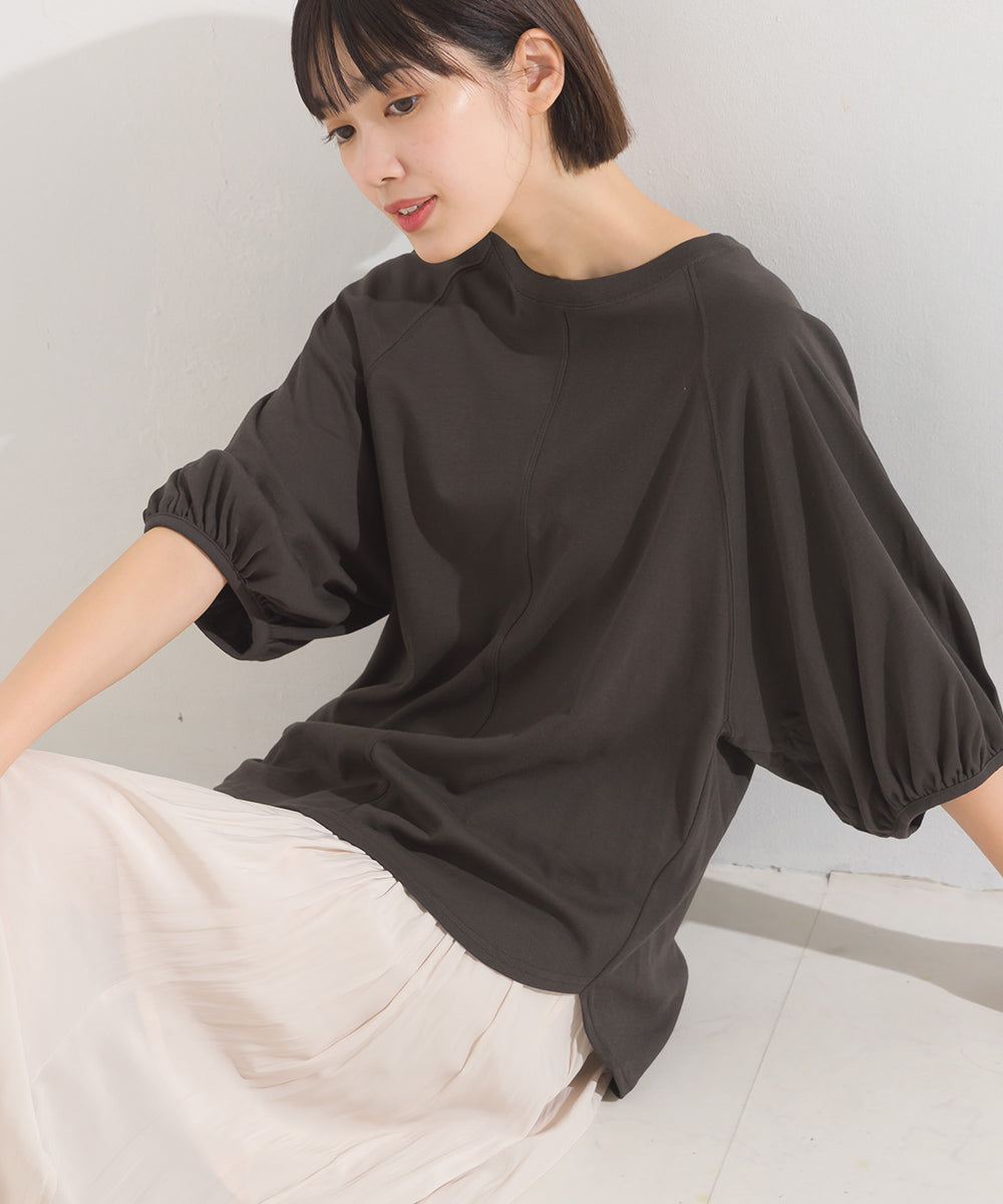 【OMNES】汗じみ防止UV 袖ボリューム半袖プルオーバーTシャツ【1522-5317】